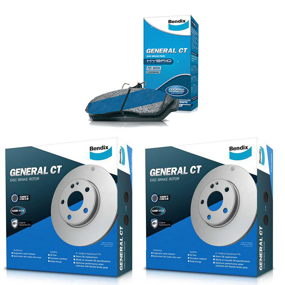 Bendix Rear Brake Pads + Bendix Rotors for Toyota Corolla ZZE122 2001-2007