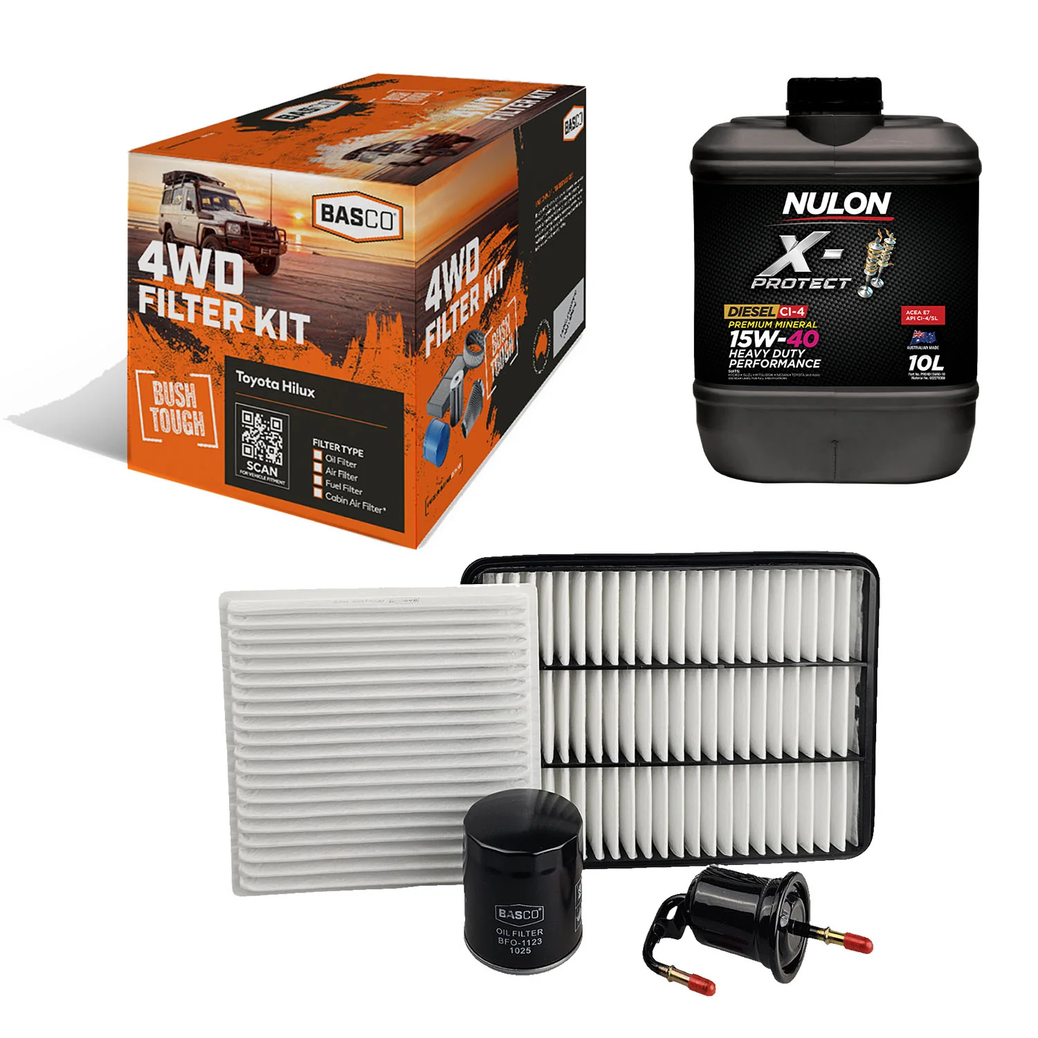 Oil Air Fuel Cabin Filter Kit + Eng Oil for Toyota Landcruiser Prado 3.0 1KDFTV