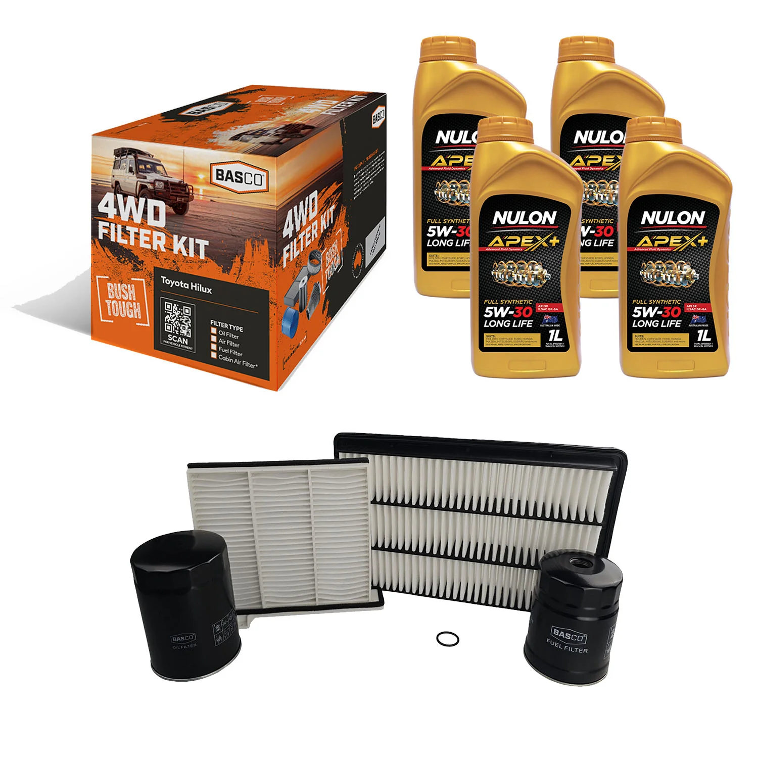 Oil Air Fuel Cabin Filter + Oil Kit for Toyota Yaris NCP130 NCP90 Petrol 2NZFE